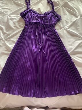 Susana Monaco Girls' Vibrant Purple Pleated Sundress with Tie Waist